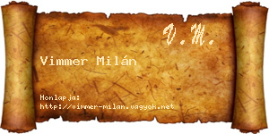 Vimmer Milán névjegykártya